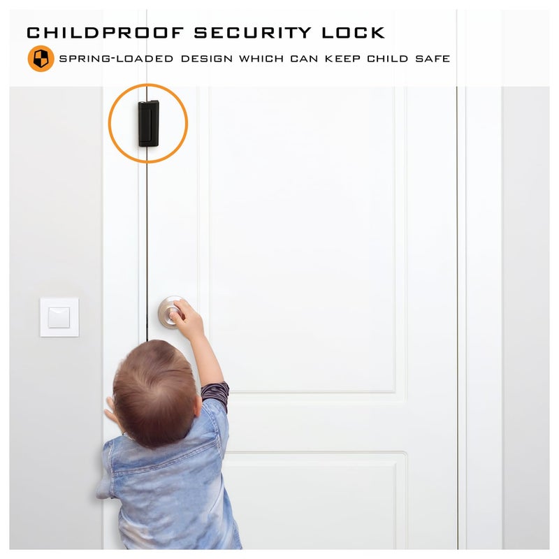HardwareX Supply Door Reinforcement Lock, Privacy Door Latch Harden Construction 3"" Stop Childproof, Black - Image 5
